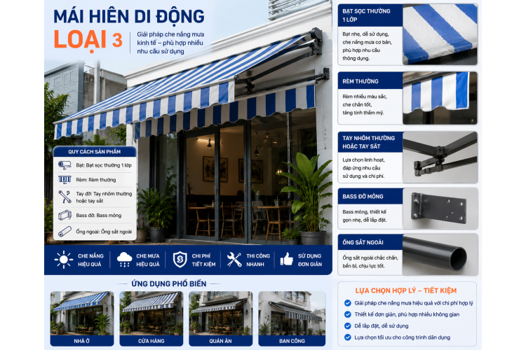 MÁI HIÊN DI ĐỘNG LOẠI 3